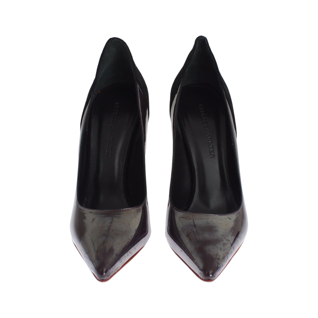 Chic Metallic Gray Leather Pumps