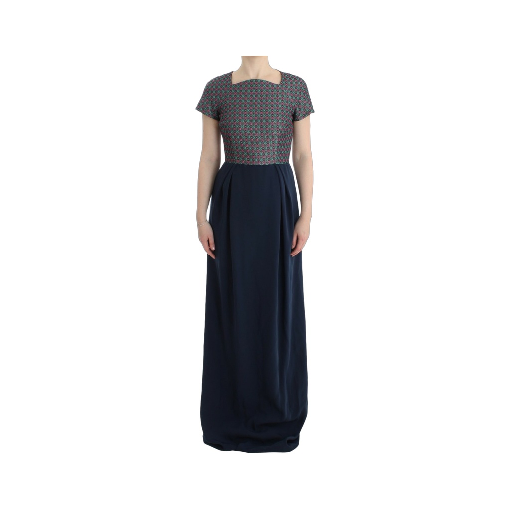 Multicolor Short Sleeve Doris Long Dress