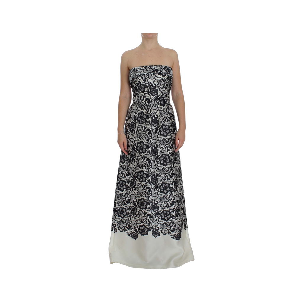 Elegant Silk Lace Corset Maxi Dress