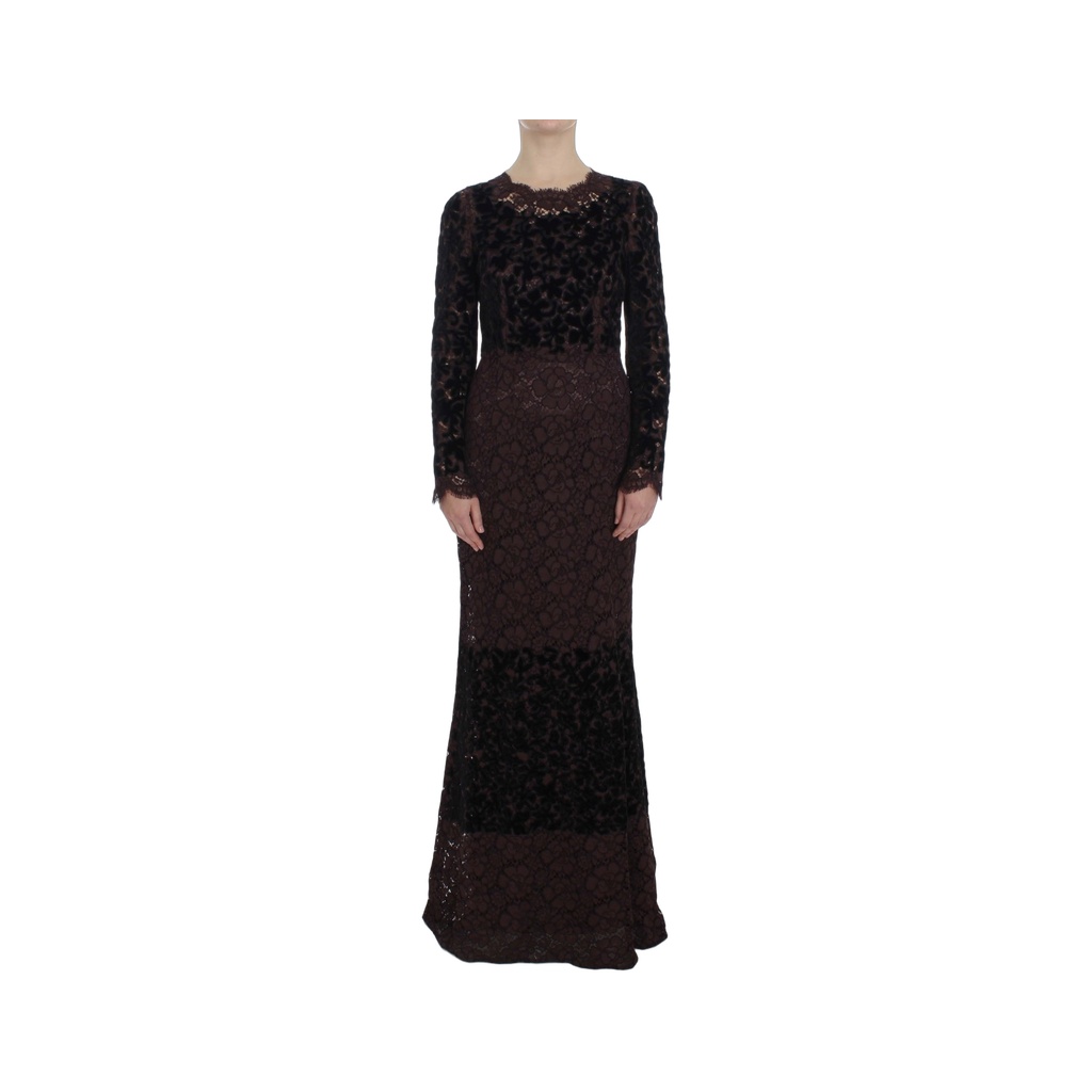 Elegant Purple Floral Lace Maxi Dress