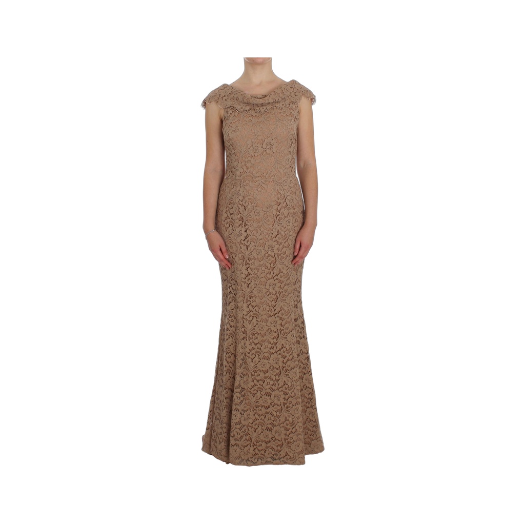 Elegant Pink Floral Lace Maxi Dress