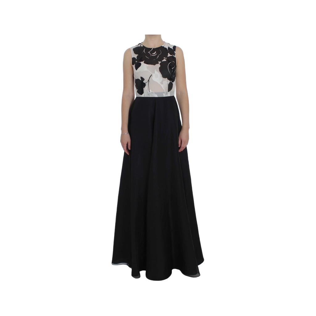 Elegant Floral Silk Full Length Dress