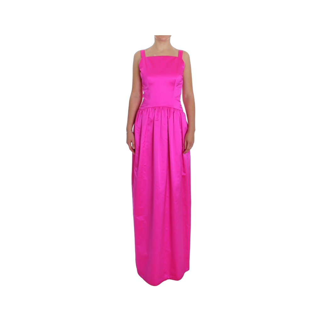 Elegant Silk Full Length Pink Sheath Dress
