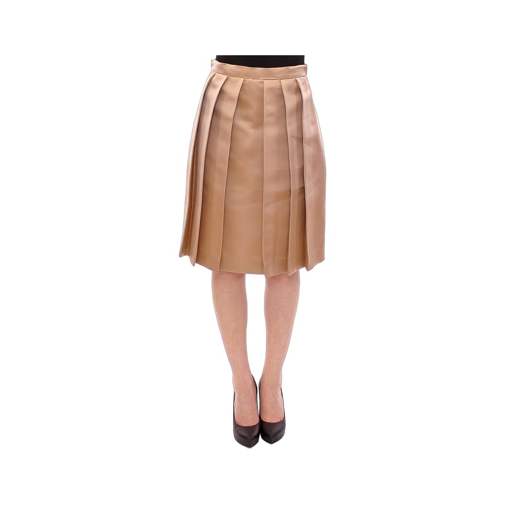 Elegant Silk Pleated Knee-Length Skirt