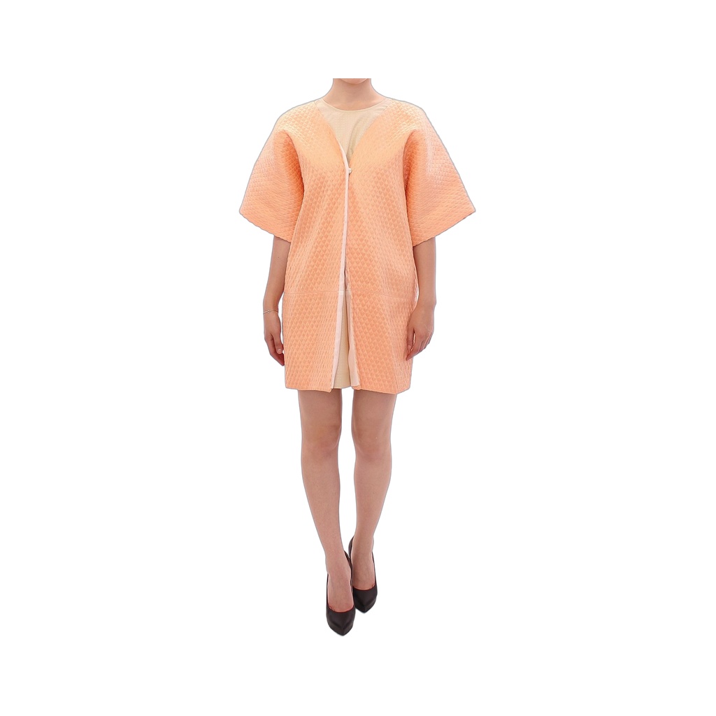 Chic Pink Silk-Blend Short Sleeve Coat