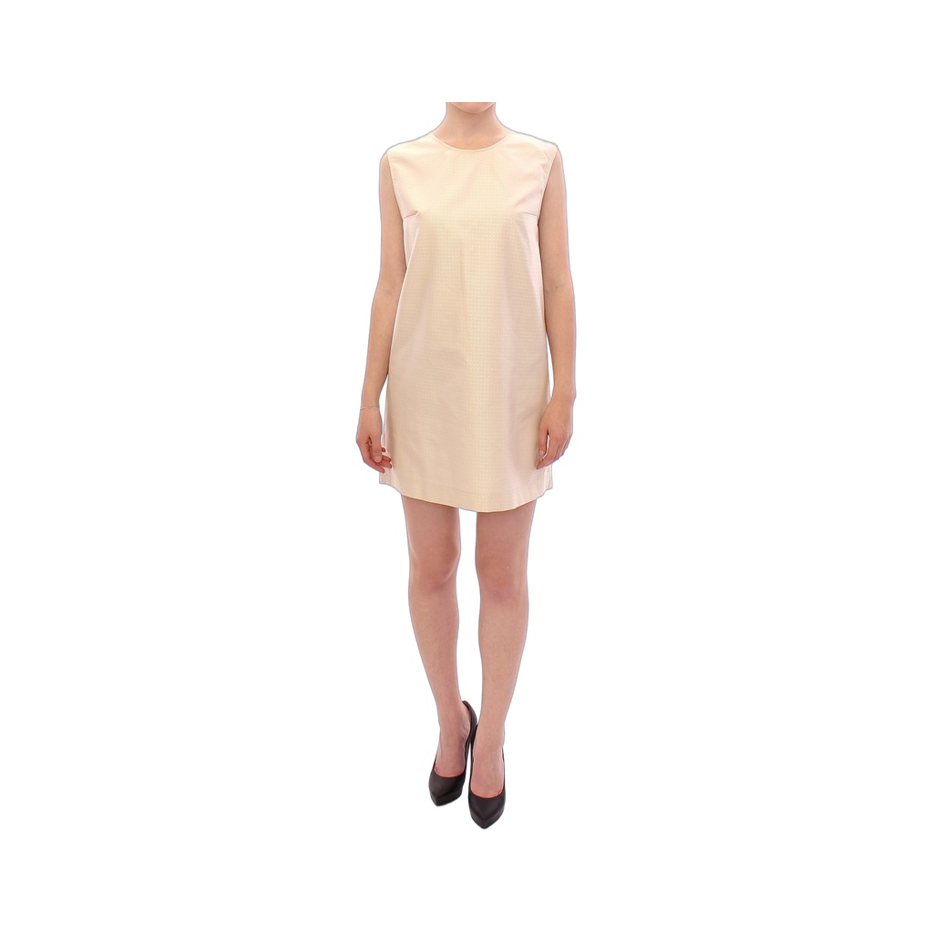 Elegant Beige Shift Sleeveless Dress