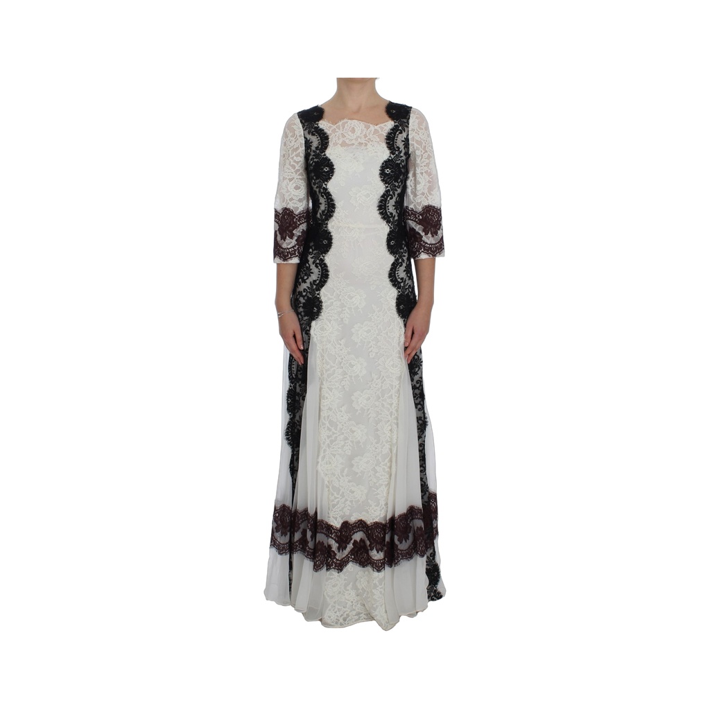 Floral Lace Silk Blend Maxi Dress