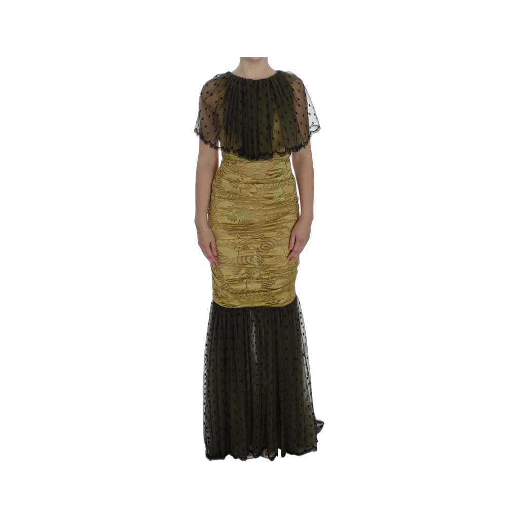 Yellow Floral Lace Sheath Dress