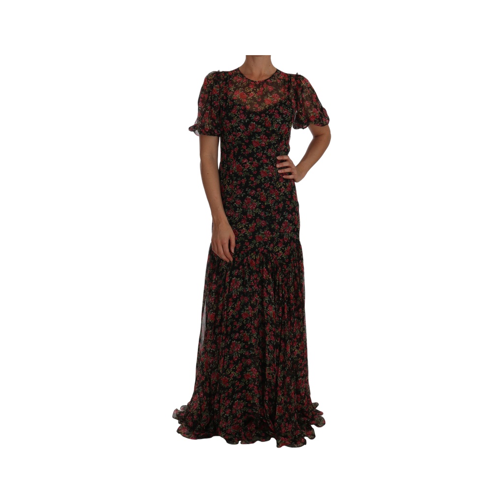 Elegant Floral A-Line Silk Dress