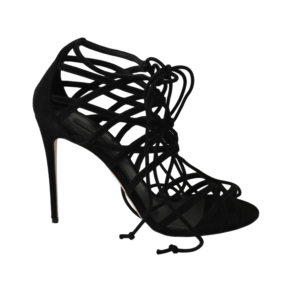 Elegant Black Suede Gladiator Stilettos