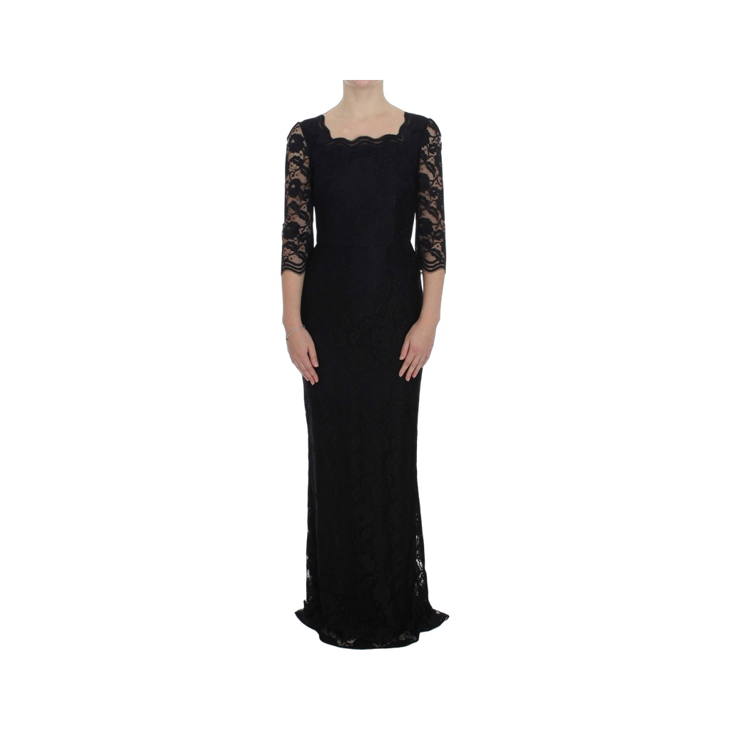 Elegant Black Floral Lace Maxi Dress