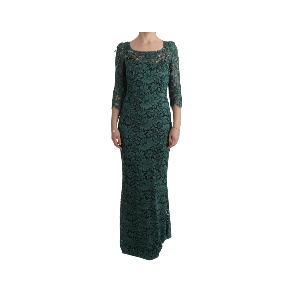 Elegant Green Crystal Embellished Sheath Dress