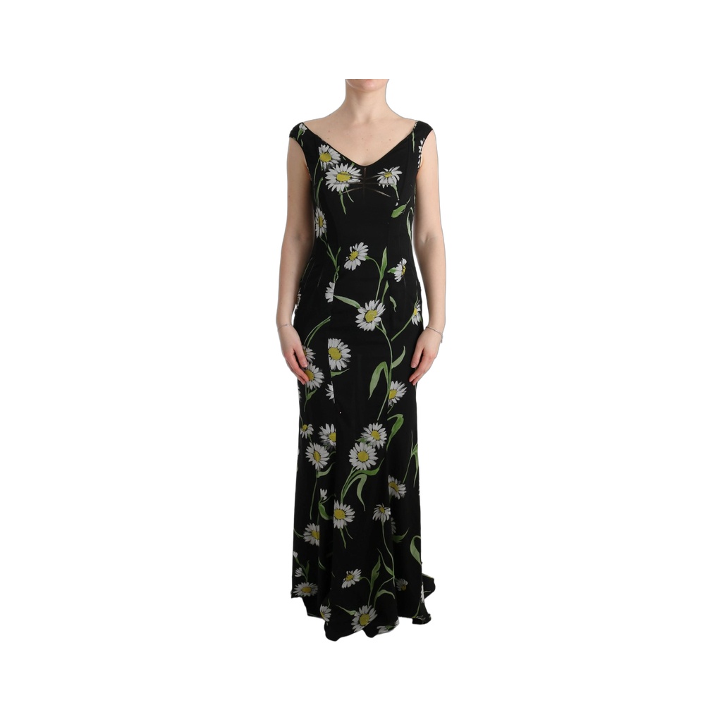Sunflower Print Full Length Sheath Dress