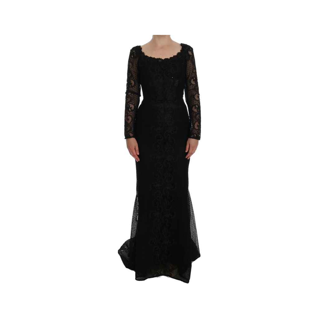 Elegant Full Length Black Sheath Maxi Dress