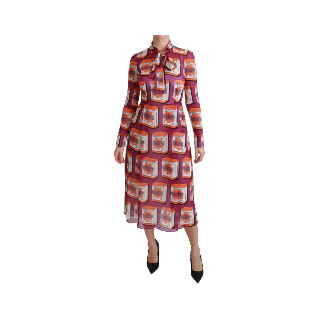 Elegant Bellezza Print Silk Maxi Dress