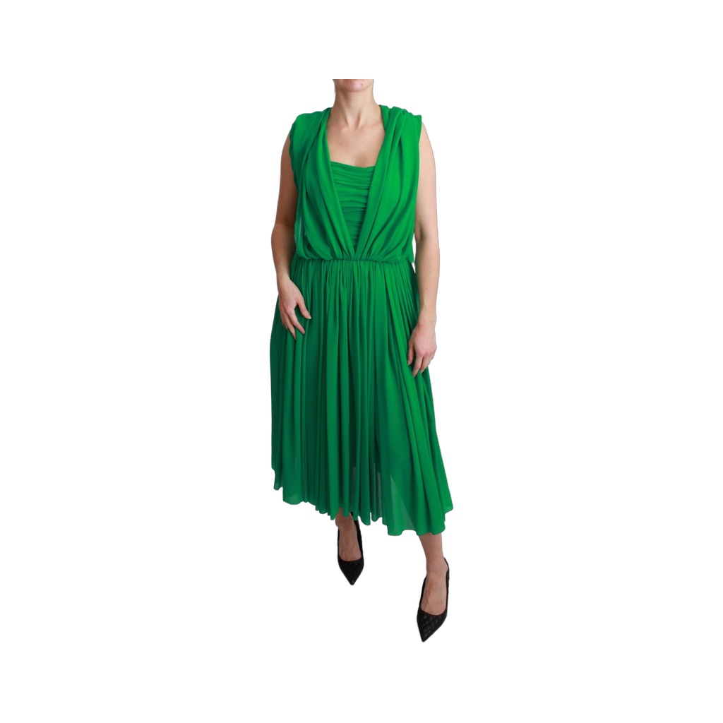 Elegant Sleeveless Pleated Silk Maxi Dress