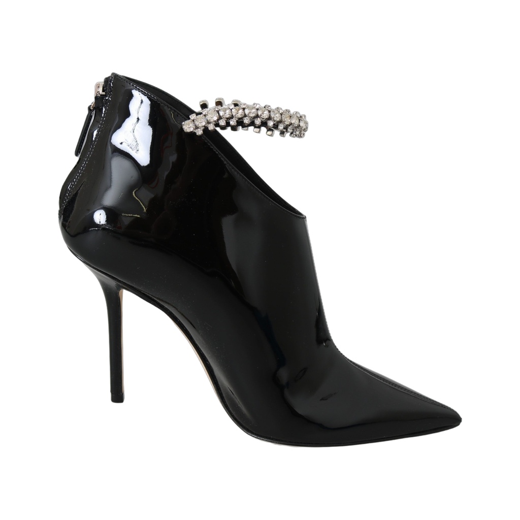 Elegant Black Patent Heeled Boots