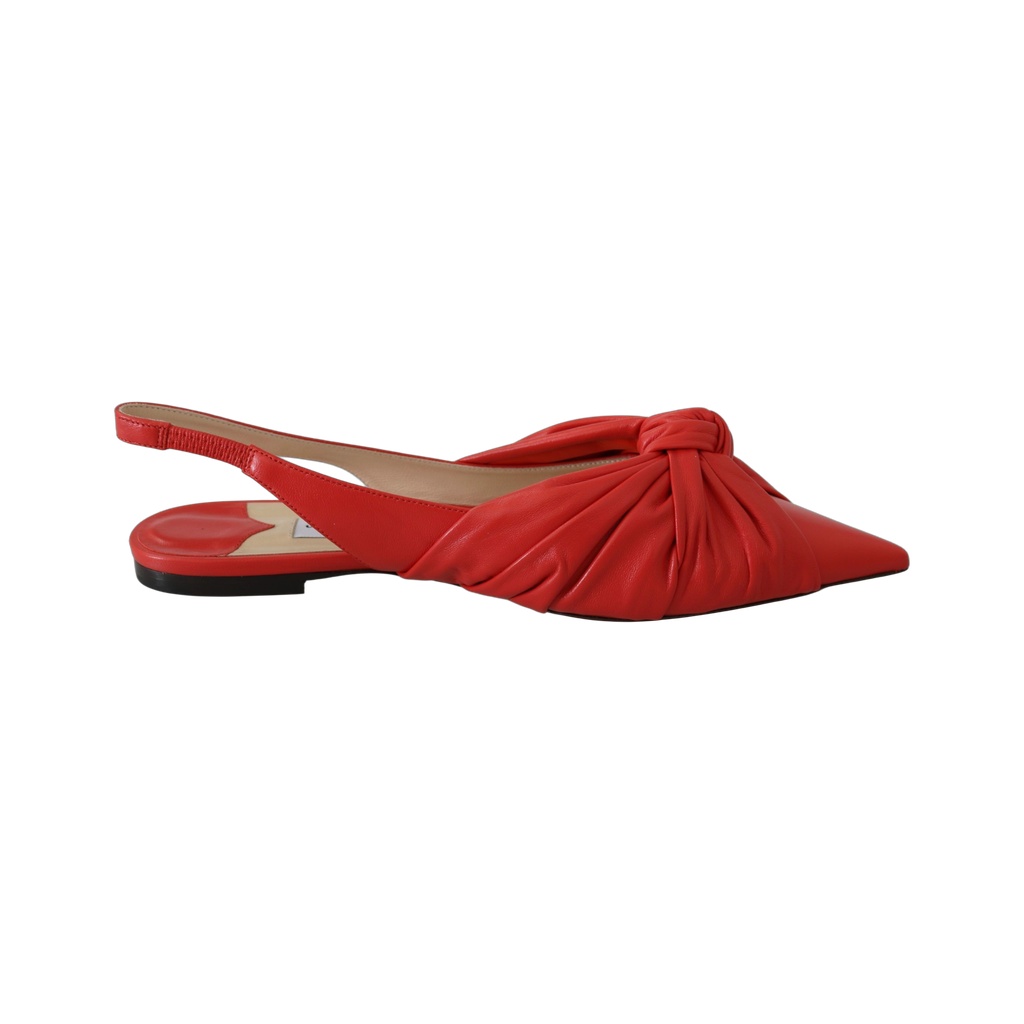 Chic Red Pointed Toe Leather Flats