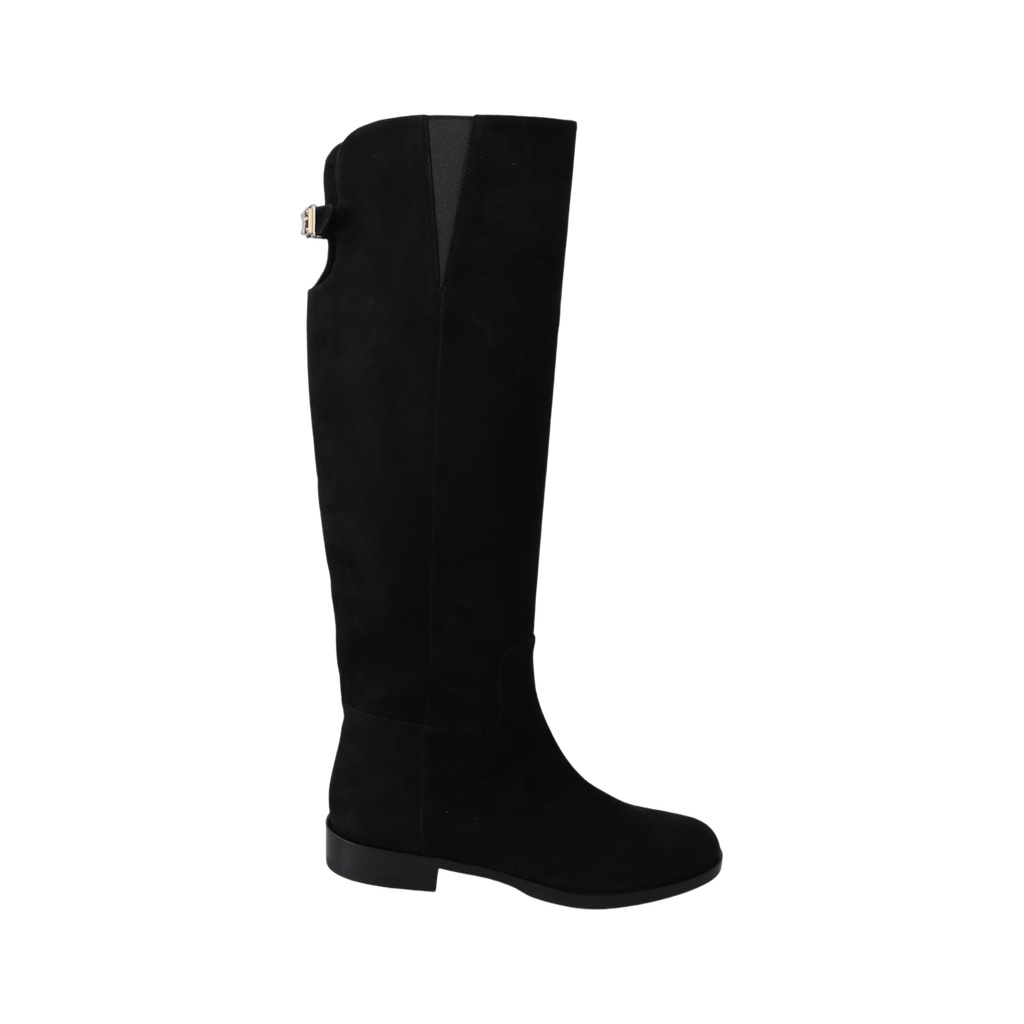 Elegant Black Suede Knee High Boots