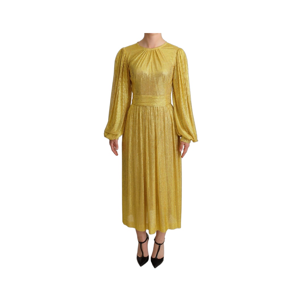 Crystal Embellished Pleated Maxi Dress