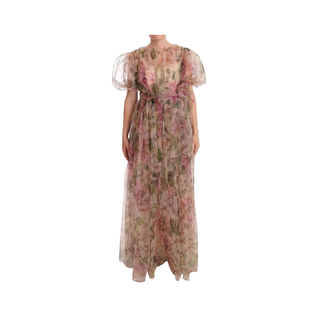 Floral Print Nylon Maxi Dress