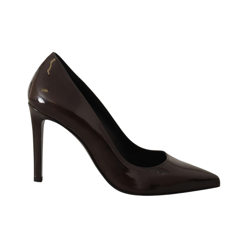 Elegant Brown Leather Heels Pumps