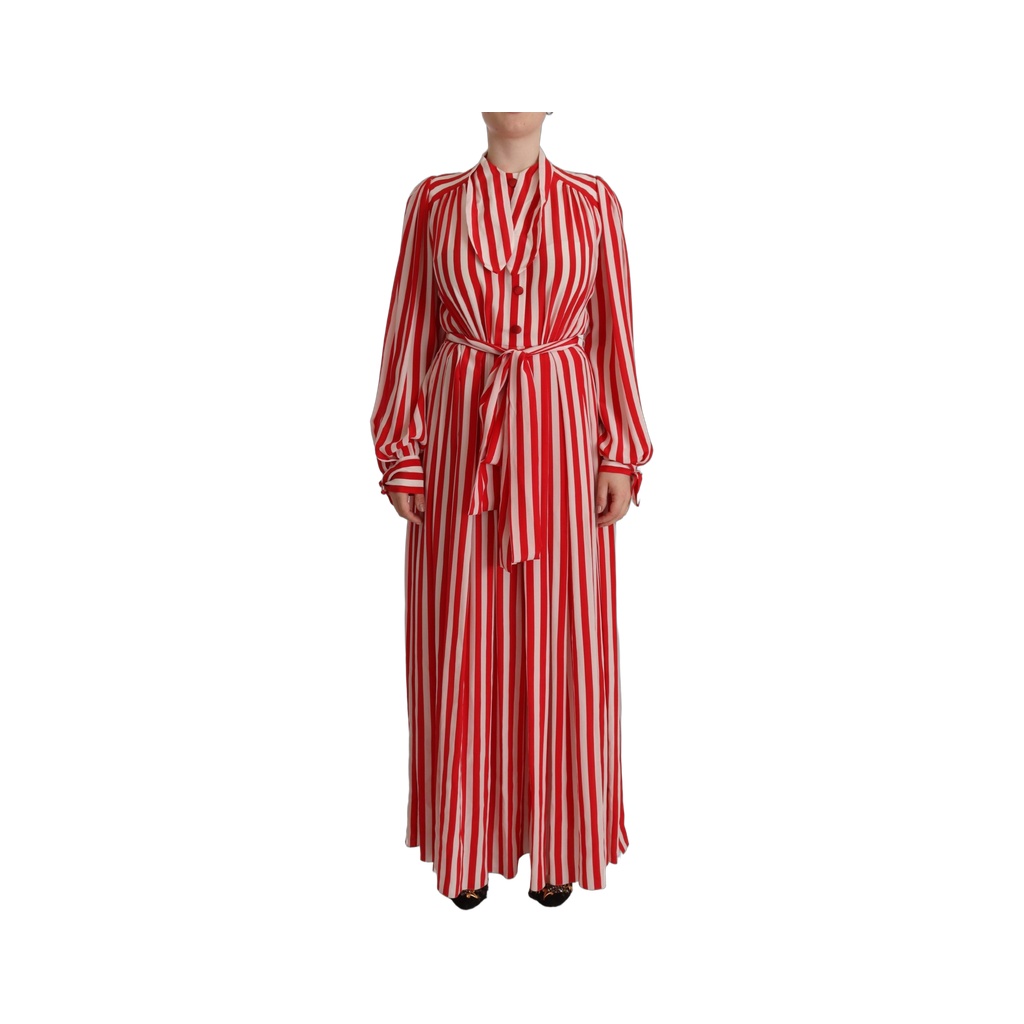Elegant Striped Silk Maxi Dress