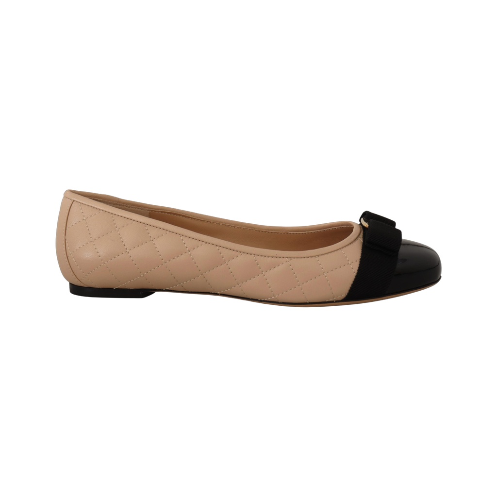 Elegant Quilted Leather Flats - Chic Dual-Tone Design