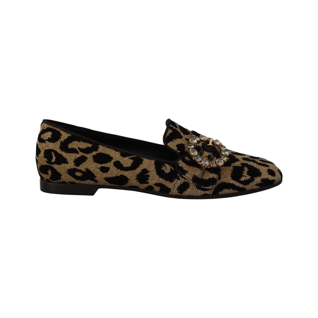 Elegant Leopard Crystal Gem Loafers
