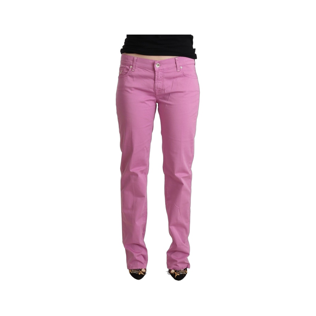 Elegant Tapered Pink Denim Jeans