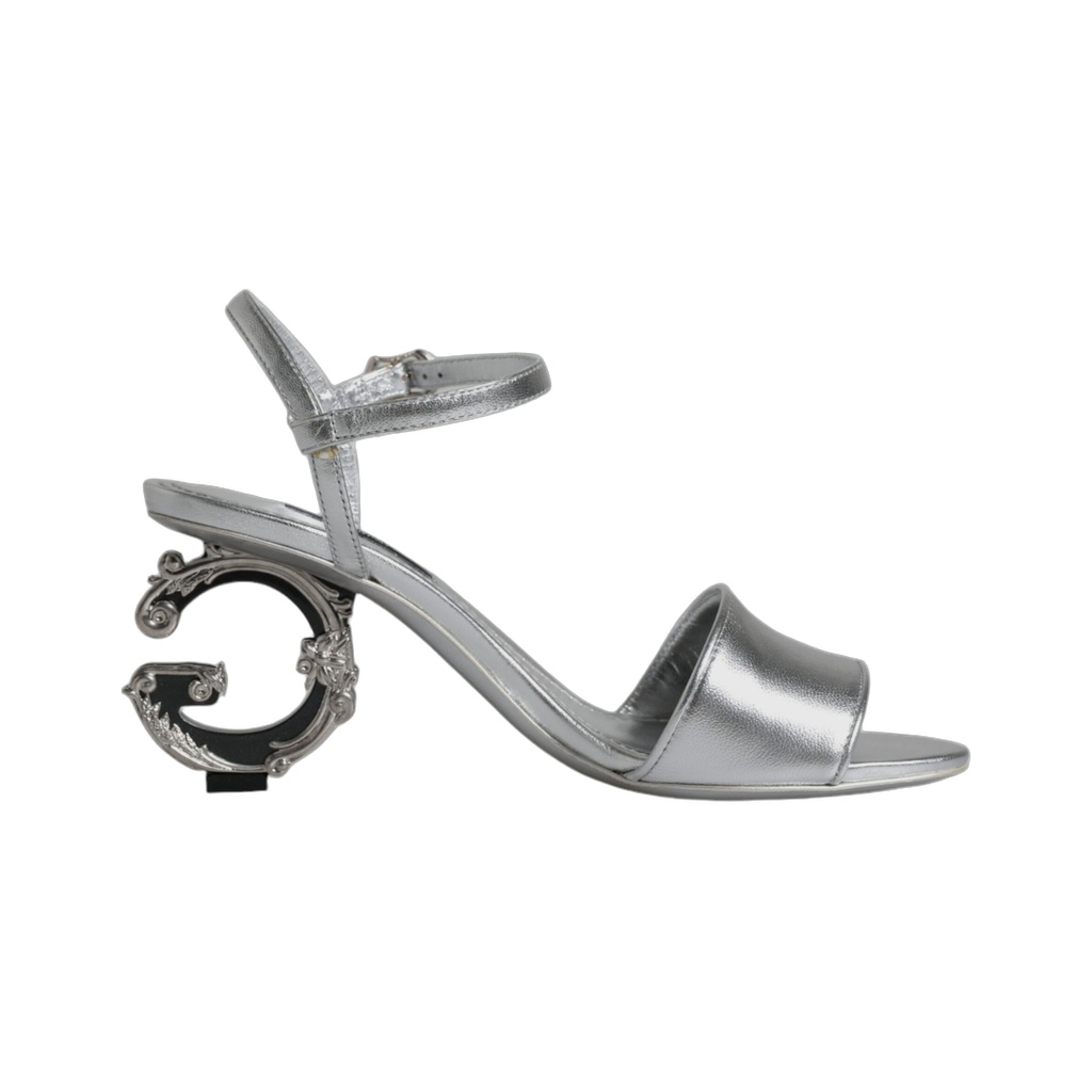 Silver KEIRA Heels Ankle Strap Sandals Shoes