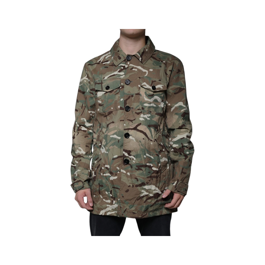 Multicolor Camouflage Collared Coat Jacket