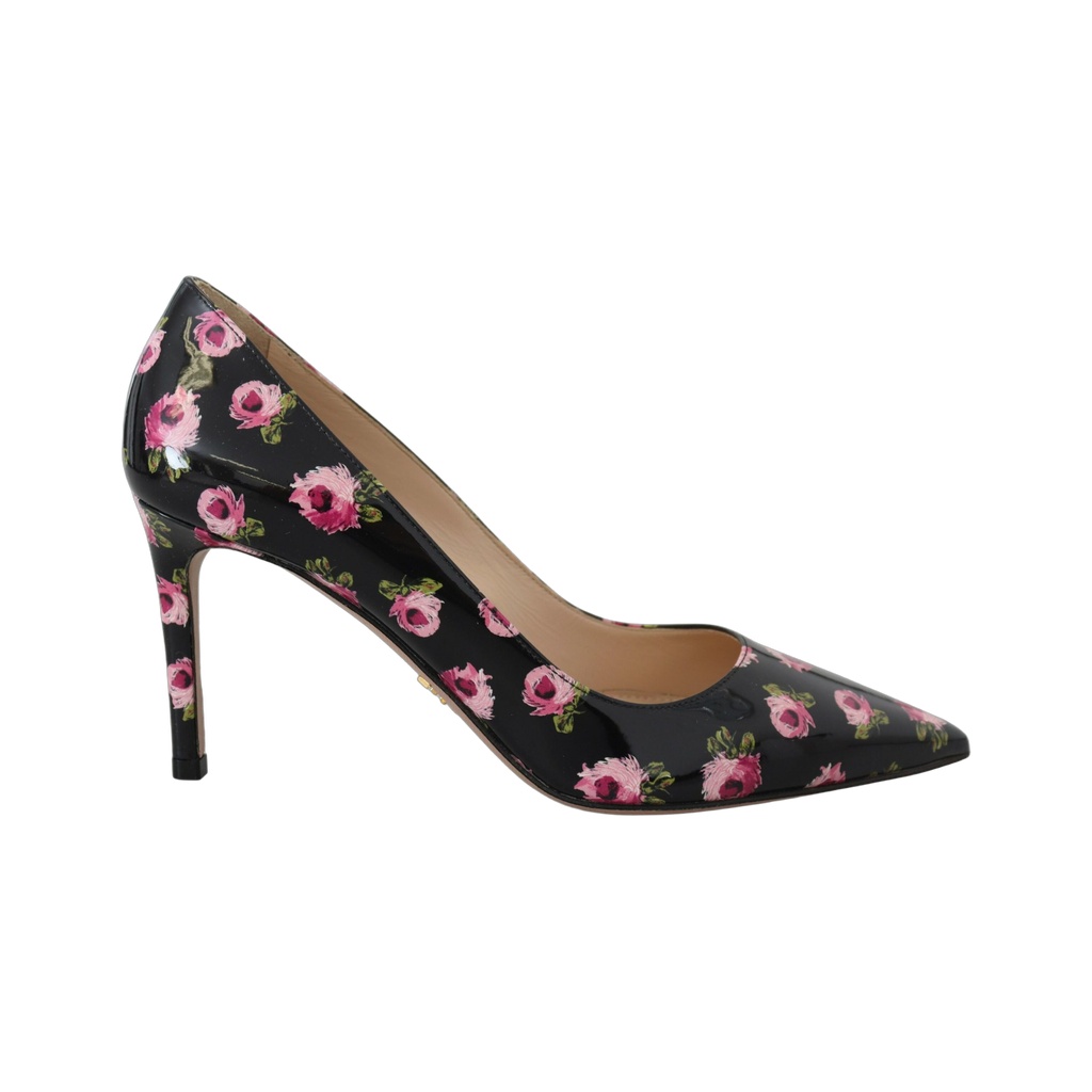 Elegant Floral Print Leather Pumps