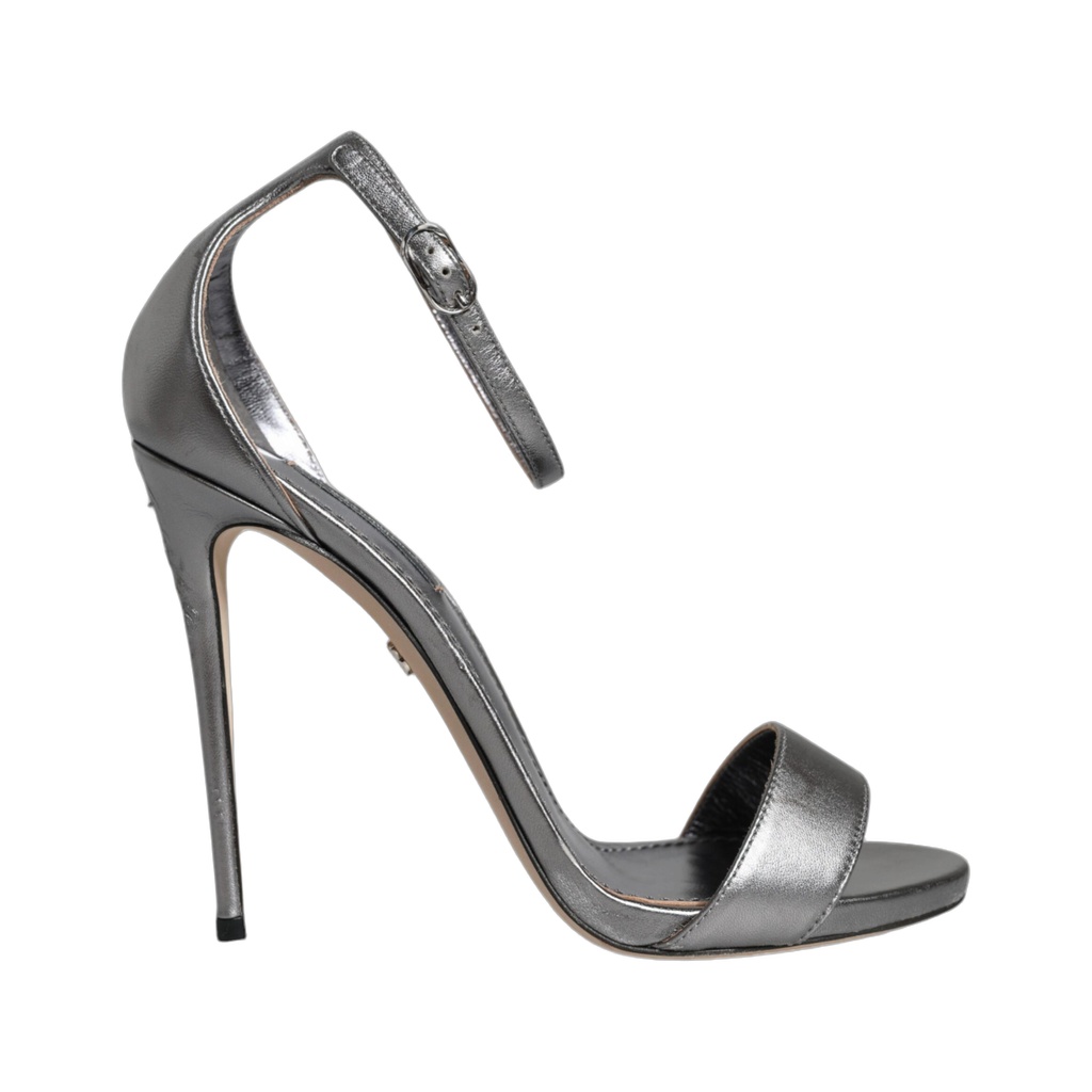 Silver KEIRA Heels Ankle Strap Sandals Shoes