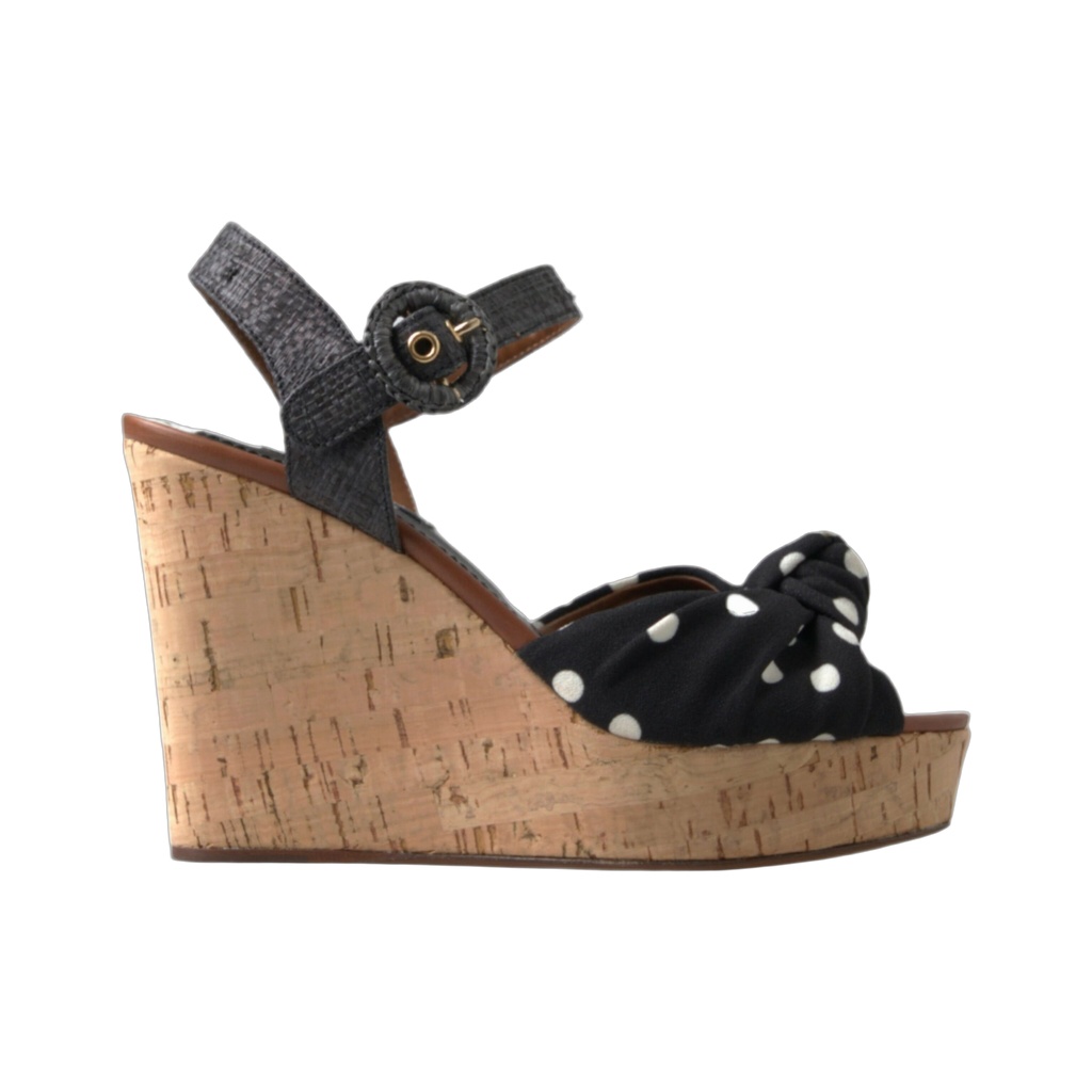 Chic Polka-Dotted Ankle Strap Wedges