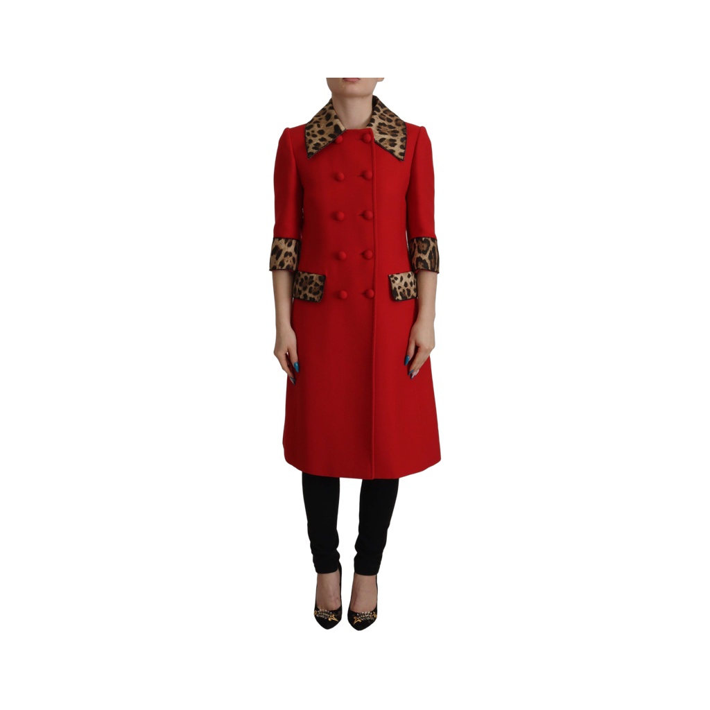 【VIP価格】DOLCE & GABBANA Elegant Red Leopard Trench Coat Elegant Red Leopard Trench Coat | Luxury For You