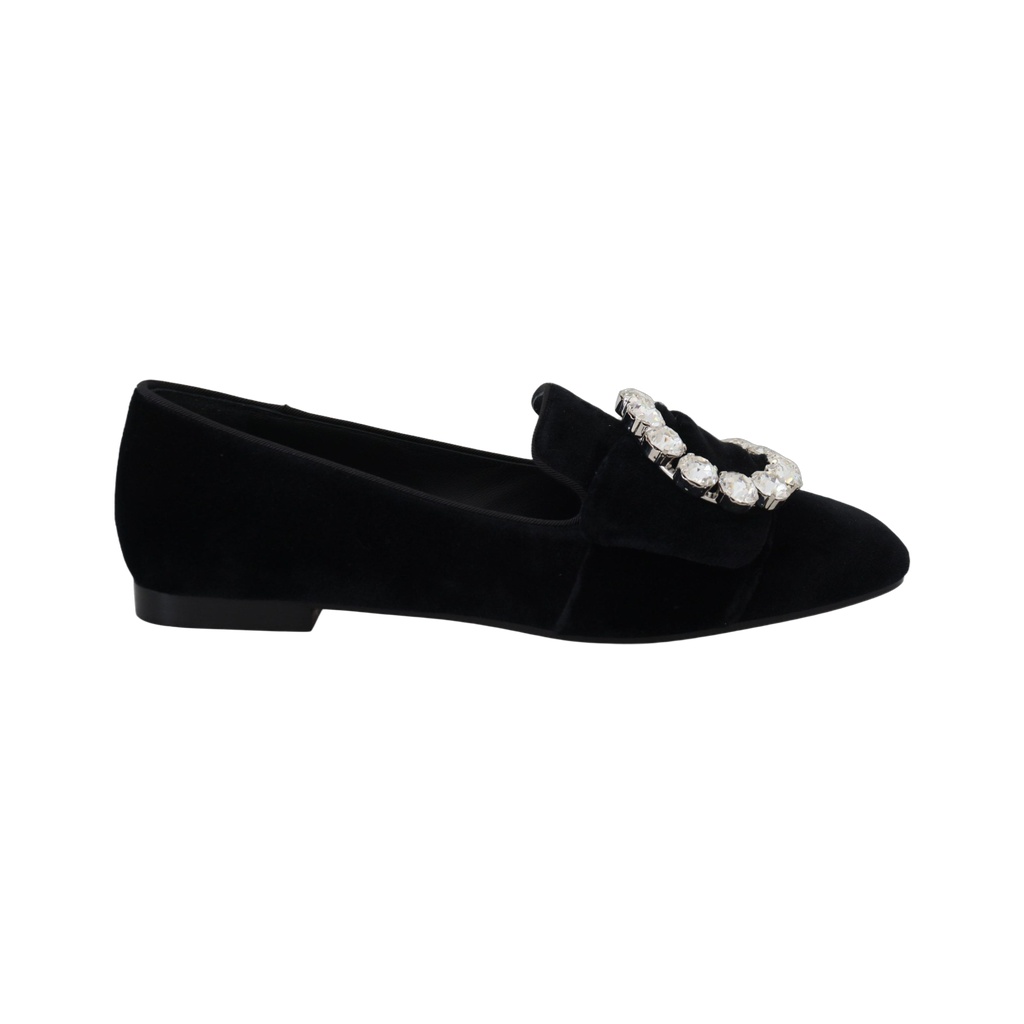 Chic Velvet Crystal-Embellished Loafers