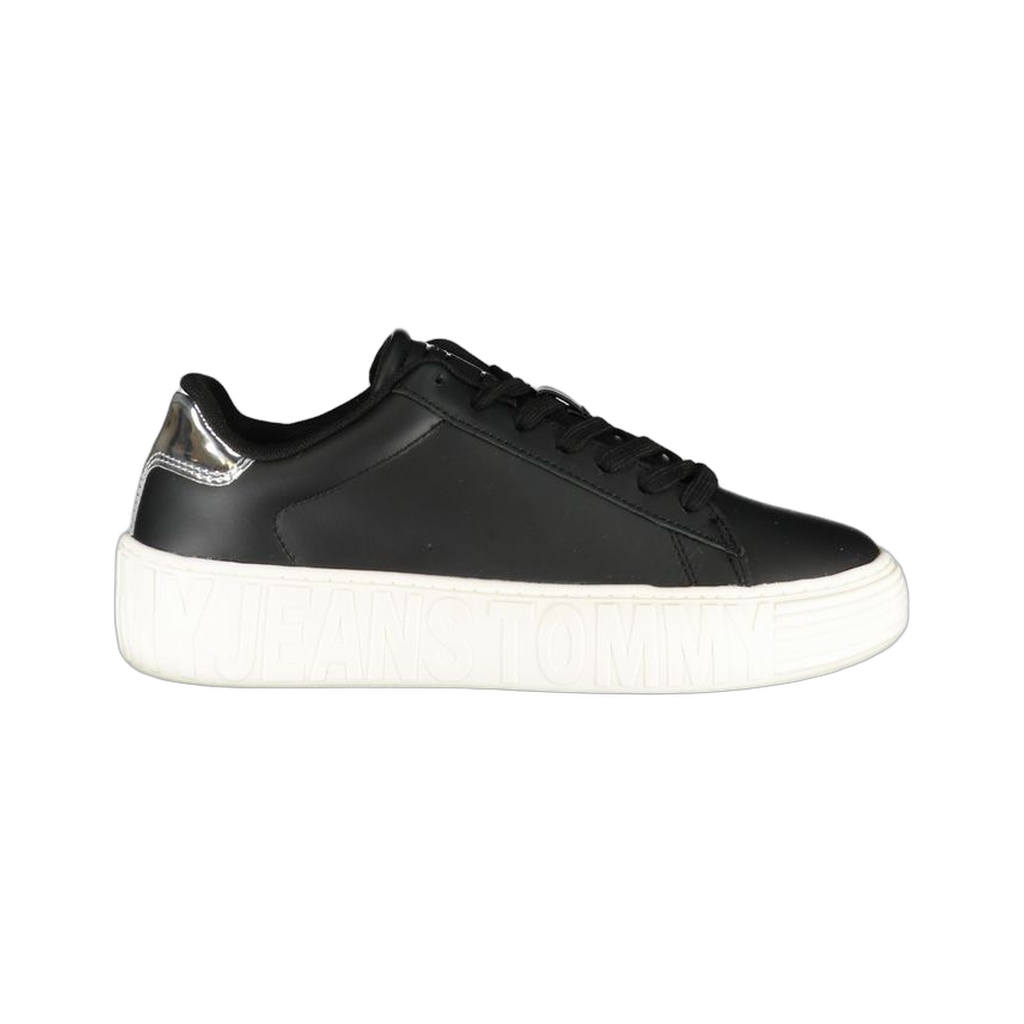 Black Leather Women Sneaker