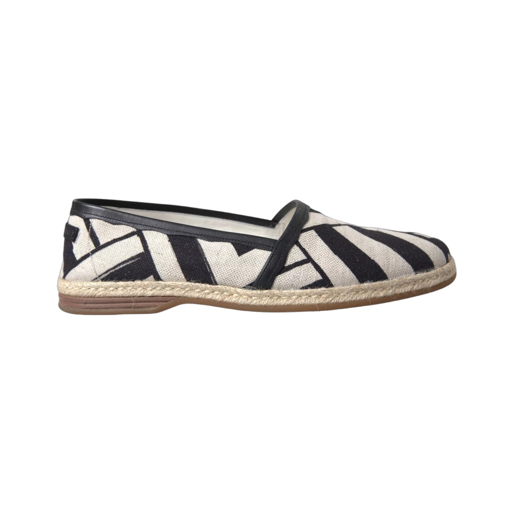 Elegant Striped Leather Espadrilles