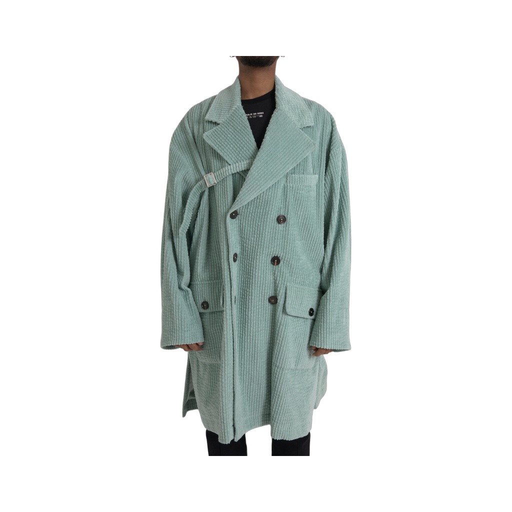 Blue Double Breasted Corduroy Cotton Jacket