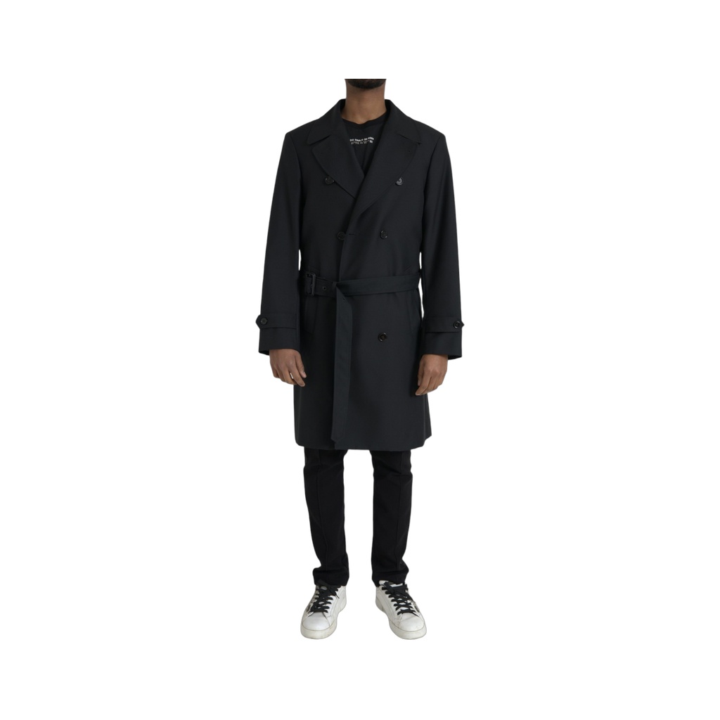 Black Double Breasted Trench Coat Jacket