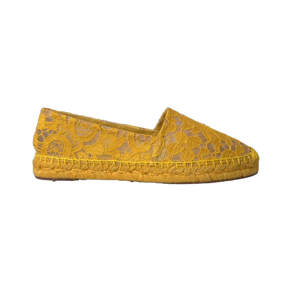 Yellow Taormina Lace Espadrille Loafers Flats Shoes