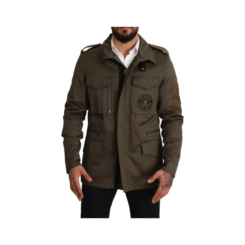 Green Cotton DG Love Blouson Coat Jacket