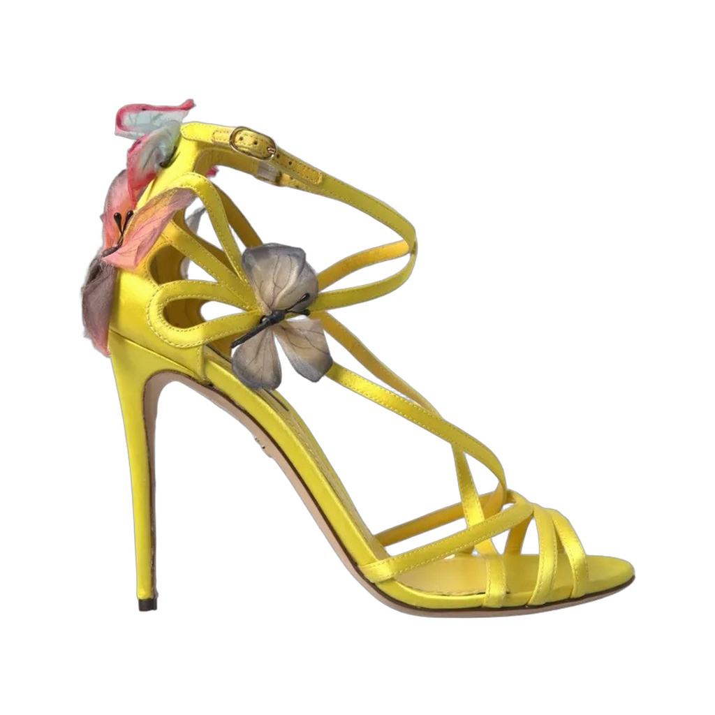 Yellow Butterfly Applique Sandals Shoes