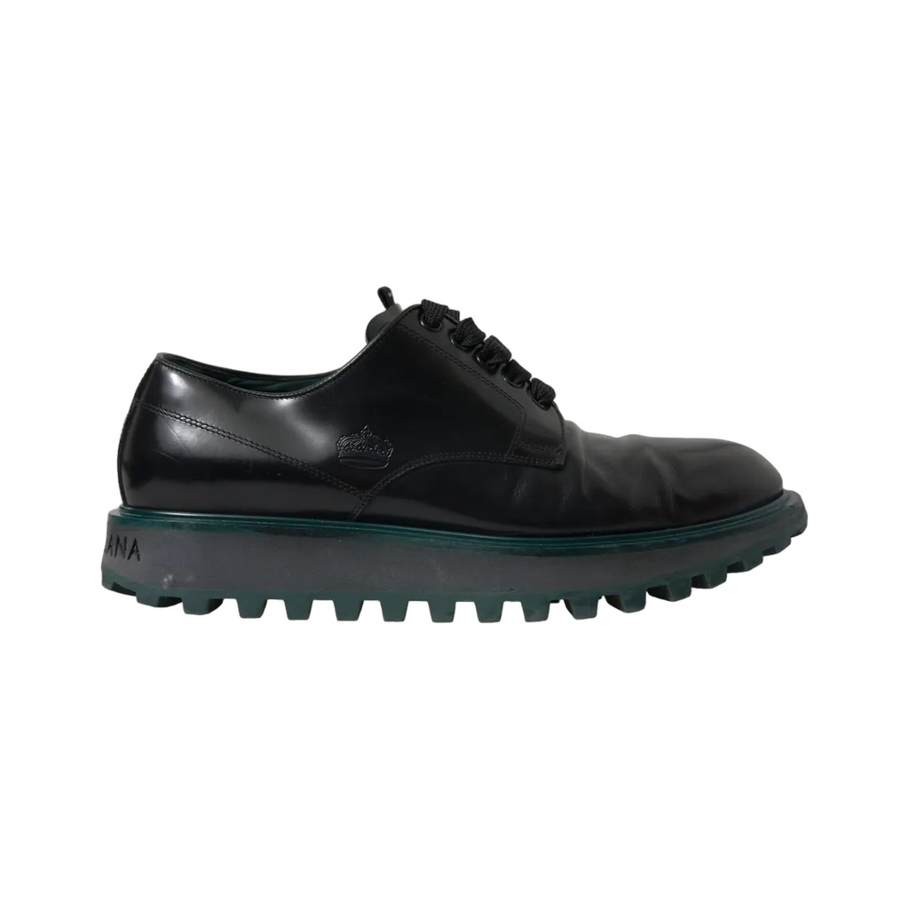 Black Leather Derby Formal Dress Shoes