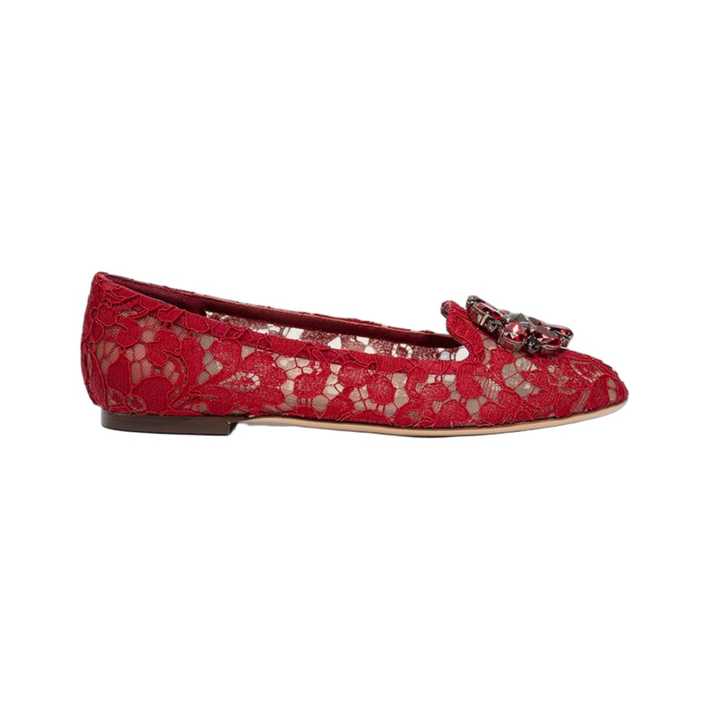 Red Viscose Flat Shoe