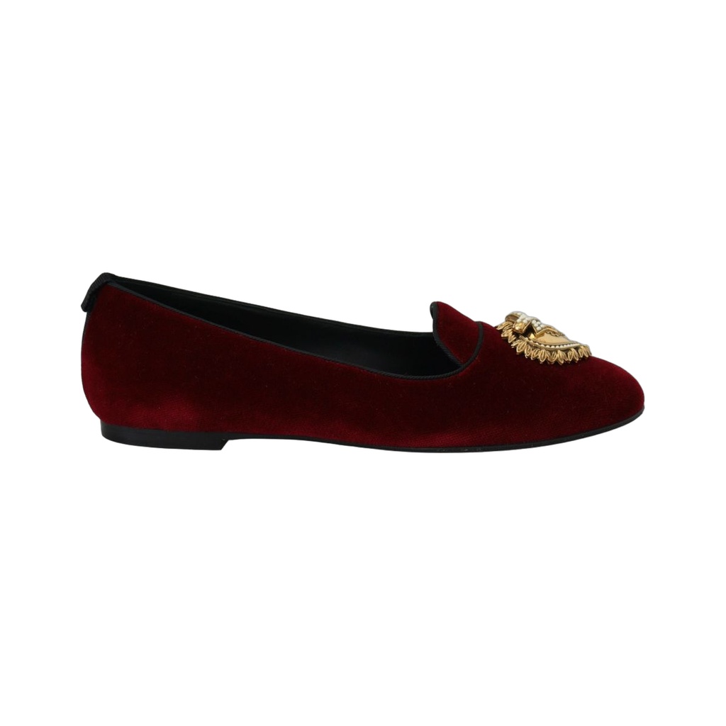 Burgundy Cotton Flat Shoe