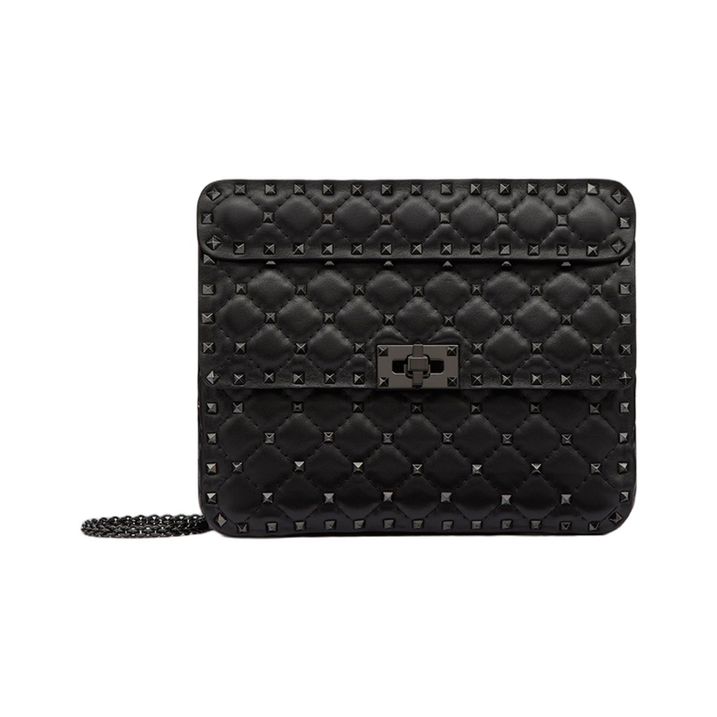 Black Nappa Leather Medium Rockstudt Spike Bag