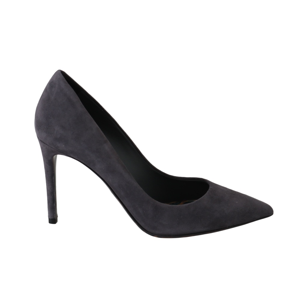 Elegant Gray Suede Stiletto Pumps
