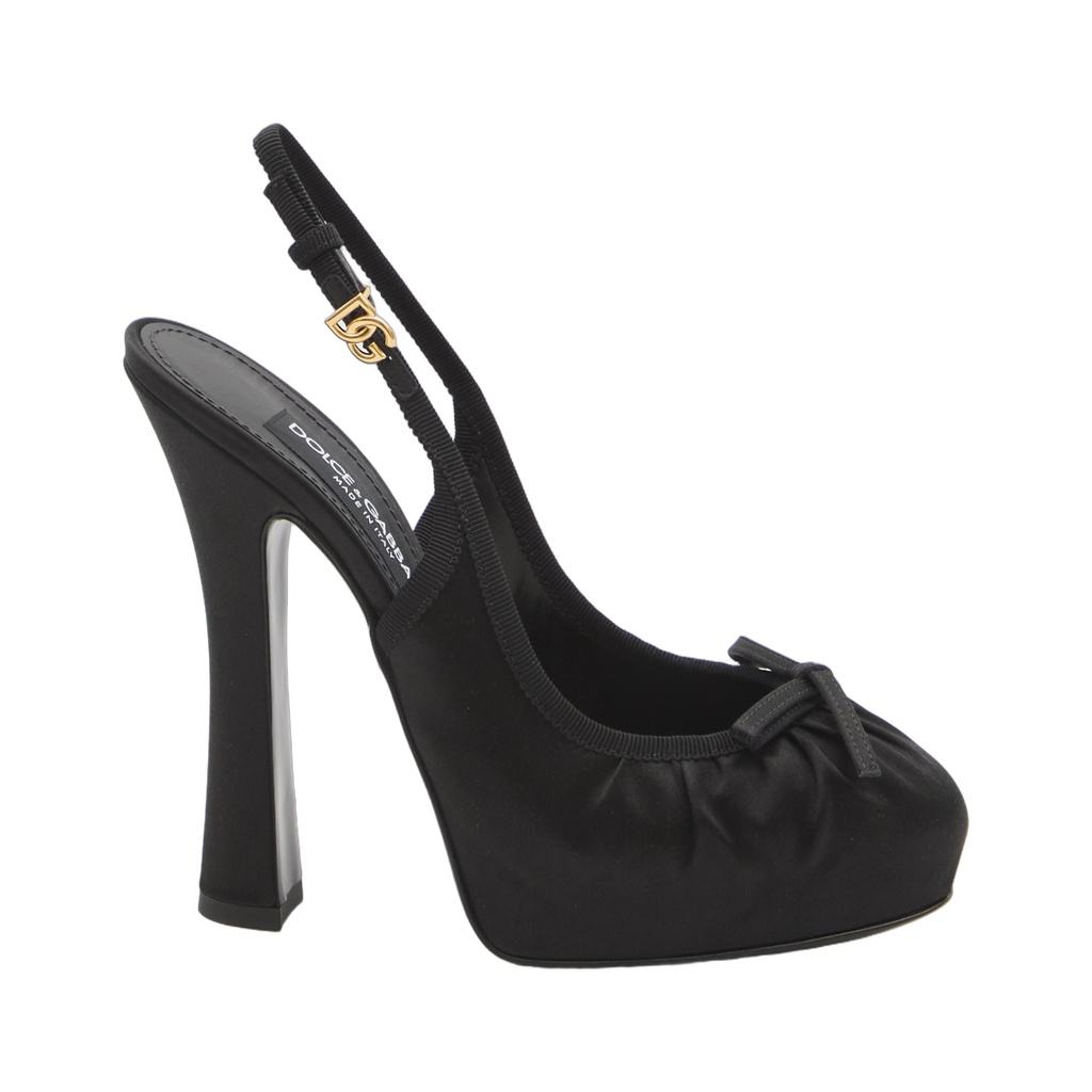 Satin slingback platform shoes